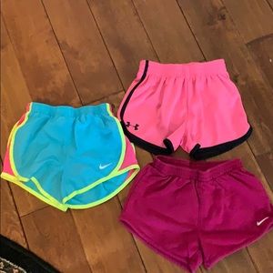 Lot of 3 -active shorts a Nike & Under Armor